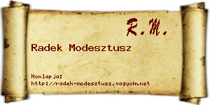 Radek Modesztusz névjegykártya